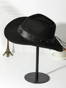 1入組女式牛頭裝飾牛仔軟呢帽適合派對 - 黑色 - 查看 4