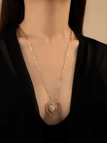 Heart Charm Necklace - Yellow Gold - View 1