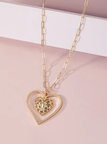 Heart Charm Necklace - Yellow Gold - View 2