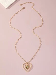 Heart Charm Necklace - Yellow Gold - View 3