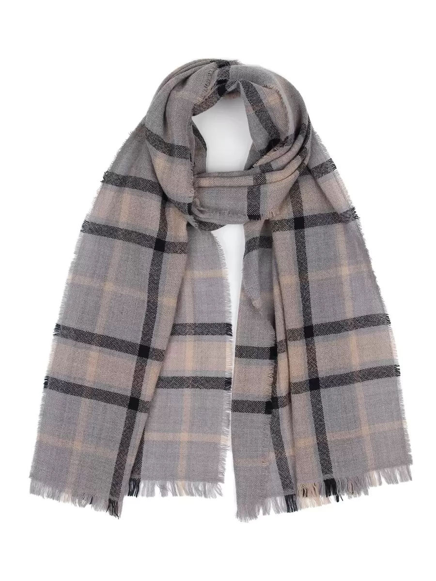 Hombres Pañuelo con patrón de cuadros ribete crudo - Multicolor - Ver 1