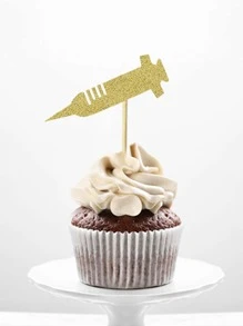 護士帽、聽診器、針筒護士6入組蛋糕裝飾，畢業主題生日派對蛋糕裝飾，6款設計，每款2個，總計12件/包 - 彩色 - 查看 3