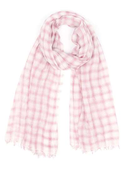 1pc Women Plaid Pattern Raw Trim Casual Style Scarf, For Daily Life