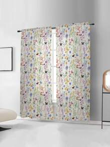 Rèm một tấm in hoa & bướm, Rèm một tấm polyester cho phòng ngủ và phòng khách, tất cả các mùa - Nhiều màu - Xem 3