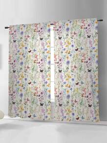 Rèm một tấm in hoa & bướm, Rèm một tấm polyester cho phòng ngủ và phòng khách, tất cả các mùa - Nhiều màu - Xem 4