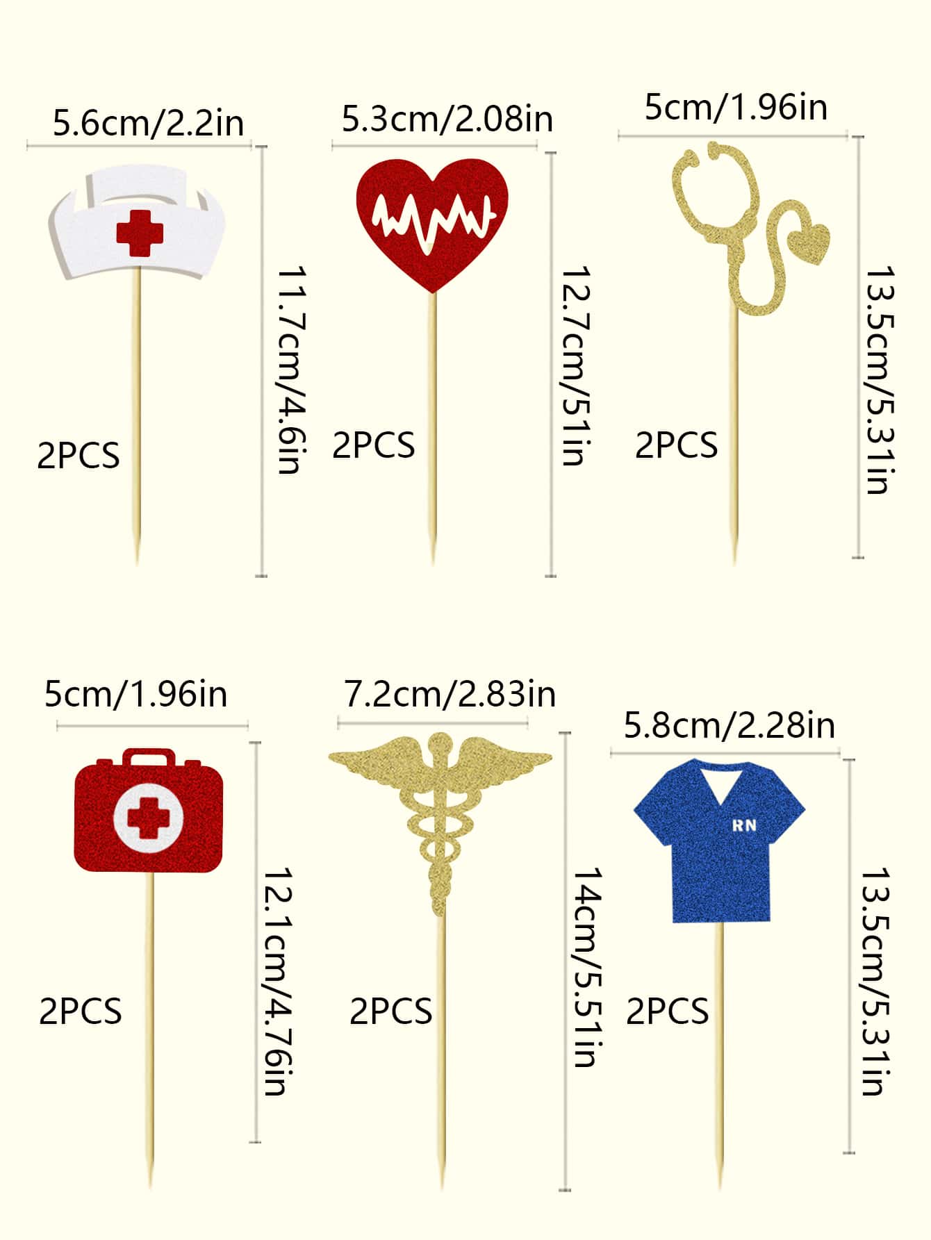 12pcs Hospital Theme Cake Topper, Paper Cake Top Decoration For Party