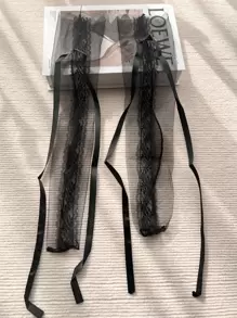 GNIM HL 1/5/10 Pairs Lace Tie Mid-Calf Socks For Women - Black - View 4