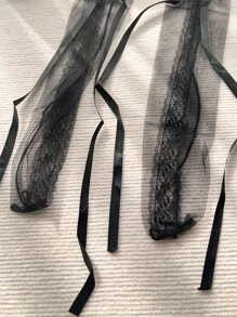 GNIM HL 1/5/10 Pairs Lace Tie Mid-Calf Socks For Women - Black - View 6