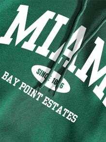 INAWLY Capucha con estampado de letra con bolsillo de canguro con cordón con forro térmico - Verde - Ver 3