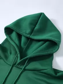 INAWLY Capucha con estampado de letra con bolsillo de canguro con cordón con forro térmico - Verde - Ver 7
