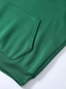 INAWLY Capucha con estampado de letra con bolsillo de canguro con cordón con forro térmico - Verde - Ver 8