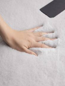 1 chiếc thảm sang trọng màu trơn, thảm trải sàn nhà màu trắng - Xám - Xem 2