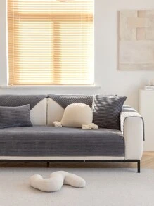 1 件法兰绒加厚毛绒沙发垫，时尚、柔软亲肤、四季使用、防滑、纯色、毛皮保护，防止猫抓伤，温暖舒适的沙发套（单独出售） - 深灰色 - 查看 7