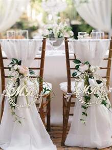 2入組/套木椅裝飾現代字母設計懸掛裝飾適合派對、婚禮 - 杏色 - 查看 2