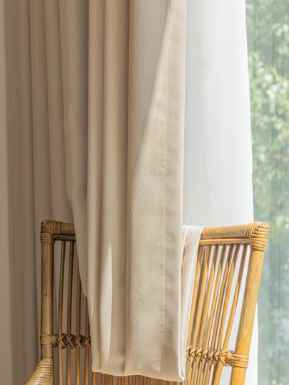 1pc Khaki Electric Carving Fish Scales Blackout Curtain