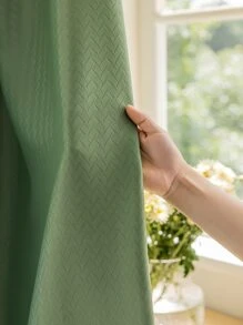 滌綸單片窗簾素色單片遮光窗簾適用於臥室和客廳四季皆宜 - 綠色 - 查看 7