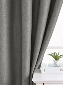 Solid Color Single Panel Blackout Curtain, Polyester Single Panel Blackout Curtain  For Bedroom And Living Room, All Season - Grey - View 5