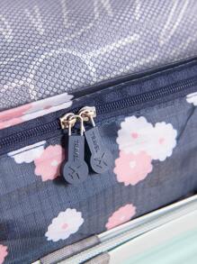 6入組花卉圖案旅行收納袋多功能服裝收納袋化妝包旅行用 - 藏蓝色 - 查看 3