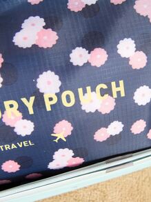 6入組花卉圖案旅行收納袋多功能服裝收納袋化妝包旅行用 - 藏蓝色 - 查看 6