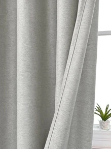 Rèm cản sáng một bảng màu trơn, Rèm cản sáng một bảng polyester cho phòng ngủ và phòng khách, tất cả các mùa - Xám - Xem 5