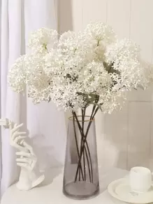 1入組人造木頭繡球球帶塑膠花卉圖案頭派對裝飾用品 - 白色 - 查看 1