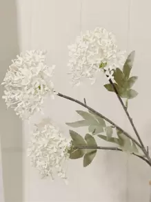 1入組人造木頭繡球球帶塑膠花卉圖案頭派對裝飾用品 - 白色 - 查看 2