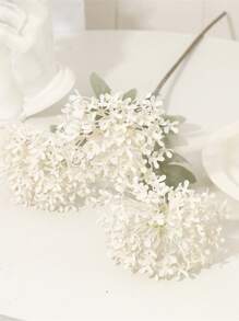 1入組人造木頭繡球球帶塑膠花卉圖案頭派對裝飾用品 - 白色 - 查看 3