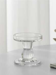 1pc Clear Candle Holder, Glass Candle Stand For Home Decor - Clear - View 1