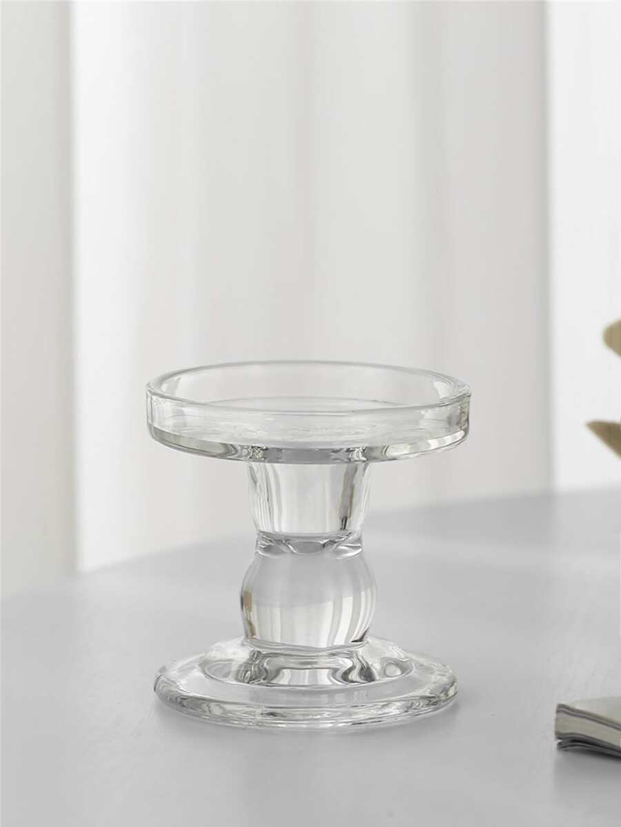 1pc Clear Candle Holder, Glass Candle Stand For Home Decor - Clear - View 1