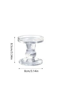 1pc Clear Candle Holder, Glass Candle Stand For Home Decor - Clear - View 2