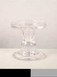 1pc Clear Candle Holder, Glass Candle Stand For Home Decor - Clear - View 4