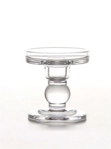1pc Clear Candle Holder, Glass Candle Stand For Home Decor - Clear - View 5