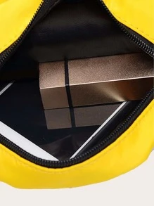 Mini Square Bag Letter Patch Decor Yellow, Handbag Schoolbag Sling Bag Sport Bag For Student College School Crossbody Bag Shoulder Bag Side Bag Square Bag For Holiday Travel Essentials Summer Gifts Old Money Christmas Scream Men Bag Winter Men Bag Outdoor Thanksgiving Purse Bag Tote Bag Bum Bag Rider Bag Gym Bag Hiking Large Capacity Multi-Functional Portable Fashionable Casual Vacation Funny Gifts Chest Hip Bag Camping Sling Bags Back To School Bag Pack Cross Body Bag Spring School Supplies - Yellow - View 3