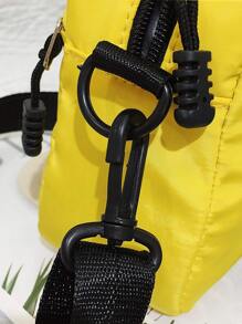 Mini Square Bag Letter Patch Decor Yellow, Handbag Schoolbag Sling Bag Sport Bag For Student College School Crossbody Bag Shoulder Bag Side Bag Square Bag For Holiday Travel Essentials Summer Gifts Old Money Christmas Scream Men Bag Winter Men Bag Outdoor Thanksgiving Purse Bag Tote Bag Bum Bag Rider Bag Gym Bag Hiking Large Capacity Multi-Functional Portable Fashionable Casual Vacation Funny Gifts Chest Hip Bag Camping Sling Bags Back To School Bag Pack Cross Body Bag Spring School Supplies - Yellow - View 4