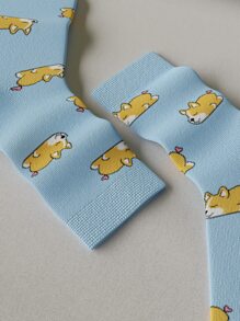 1pair Ladies' Cute Corgi Mid-Calf Socks - Multicolor - View 3