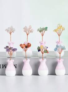 1pc Natural Crystal Decoration Craft, Creative Tree Design Decoration Object For Home - Blue - View 4