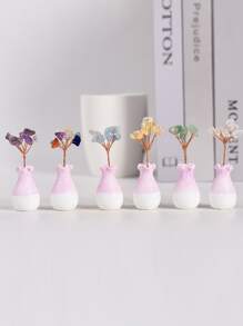 1pc Natural Crystal Decoration Craft, Creative Tree Design Decoration Object For Home - Blue - View 6