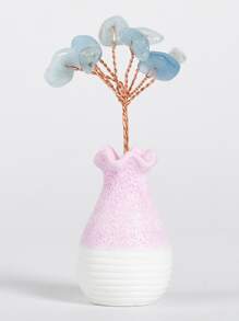 1pc Natural Crystal Decoration Craft, Creative Tree Design Decoration Object For Home - Blue - View 1