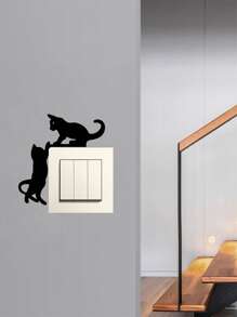 1pc PVC Switch Outlet Wall Sticker, Cute Cat Pattern Switch Sticker For Home, Stickers, Wall Decal, Vinyl Decal For Home Decorations, Spring Decoration Items Refresh Your Home, Rama Decoration Stickers Gifts Birthday Graduation
