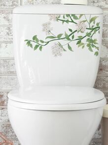 1pc PVC Flower Pattern Toilet Lid Decal, Modern Toilet Stool Commode Sticker For Bathroom - Multicolor - View 2