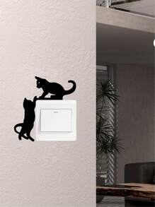 1pc PVC Switch Outlet Wall Sticker, Cute Cat Pattern Switch Sticker For Home, Stickers, Wall Decal, Vinyl Decal For Home Decorations, Spring Decoration Items Refresh Your Home, Rama Decoration Stickers Gifts Birthday Graduation