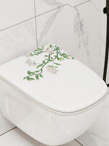 1pc PVC Flower Pattern Toilet Lid Decal, Modern Toilet Stool Commode Sticker For Bathroom - Multicolor - View 4