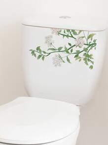 1pc PVC Flower Pattern Toilet Lid Decal, Modern Toilet Stool Commode Sticker For Bathroom - Multicolor - View 5