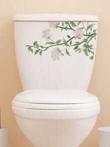 1pc PVC Flower Pattern Toilet Lid Decal, Modern Toilet Stool Commode Sticker For Bathroom - Multicolor - View 6