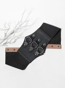 1 vòng tròn nữ trang trí phong cách thời trang Thắt lưng corset - màu đen - Xem 2