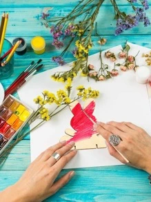 10 件/套木制装饰工艺品，创意兔子细节 DIY 家居复活节装饰物 - 彩色 - 查看 4