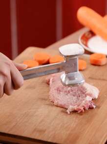 1 dụng cụ làm mềm thịt hai mặt, dụng cụ giã thịt bò, cá, gà, dụng cụ nhà bếp siêu tiết kiệm sức lao động để giã và làm mềm thịt, phụ kiện nấu ăn - Bạc - Xem 10