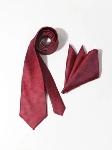 chiếc cà vạt và túi hình vuông cho nam họa tiết hoa phong cách doanh nhân - Đỏ - Xem 4