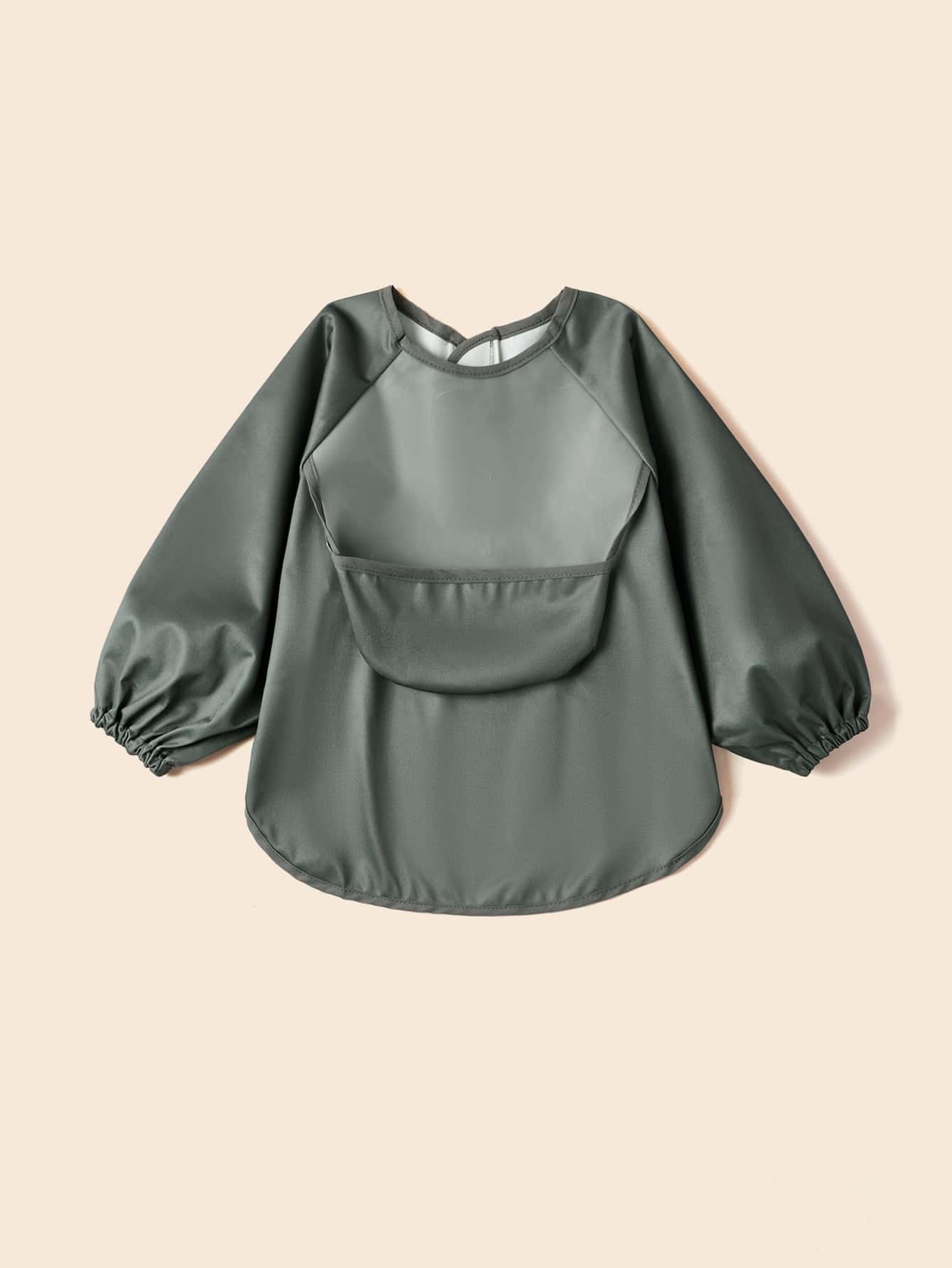 Baby Solid Sleeved Bib - Dark Grey - View 1