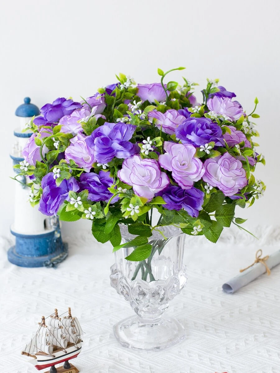 1束紫色人造玫瑰，仿真花，家居装饰 - 紫色 - 查看 1